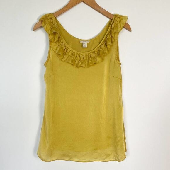 J. Crew Quinn Silk Ruffled Cami Tank Top Blouse in Buttercup Yellow - Picture 2 of 9
